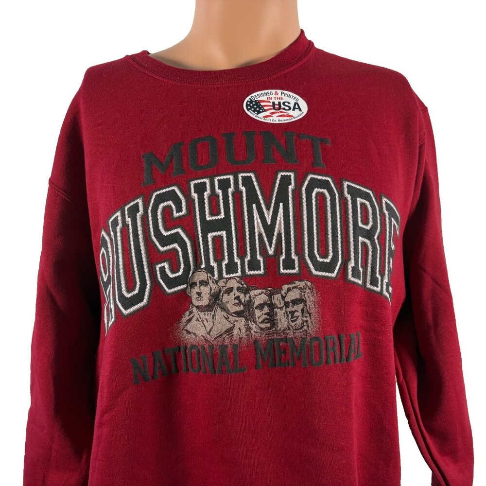 Vintage Mount Rushmore Sweatshirt Mens Size M South Dakota Red Crewneck Y2K